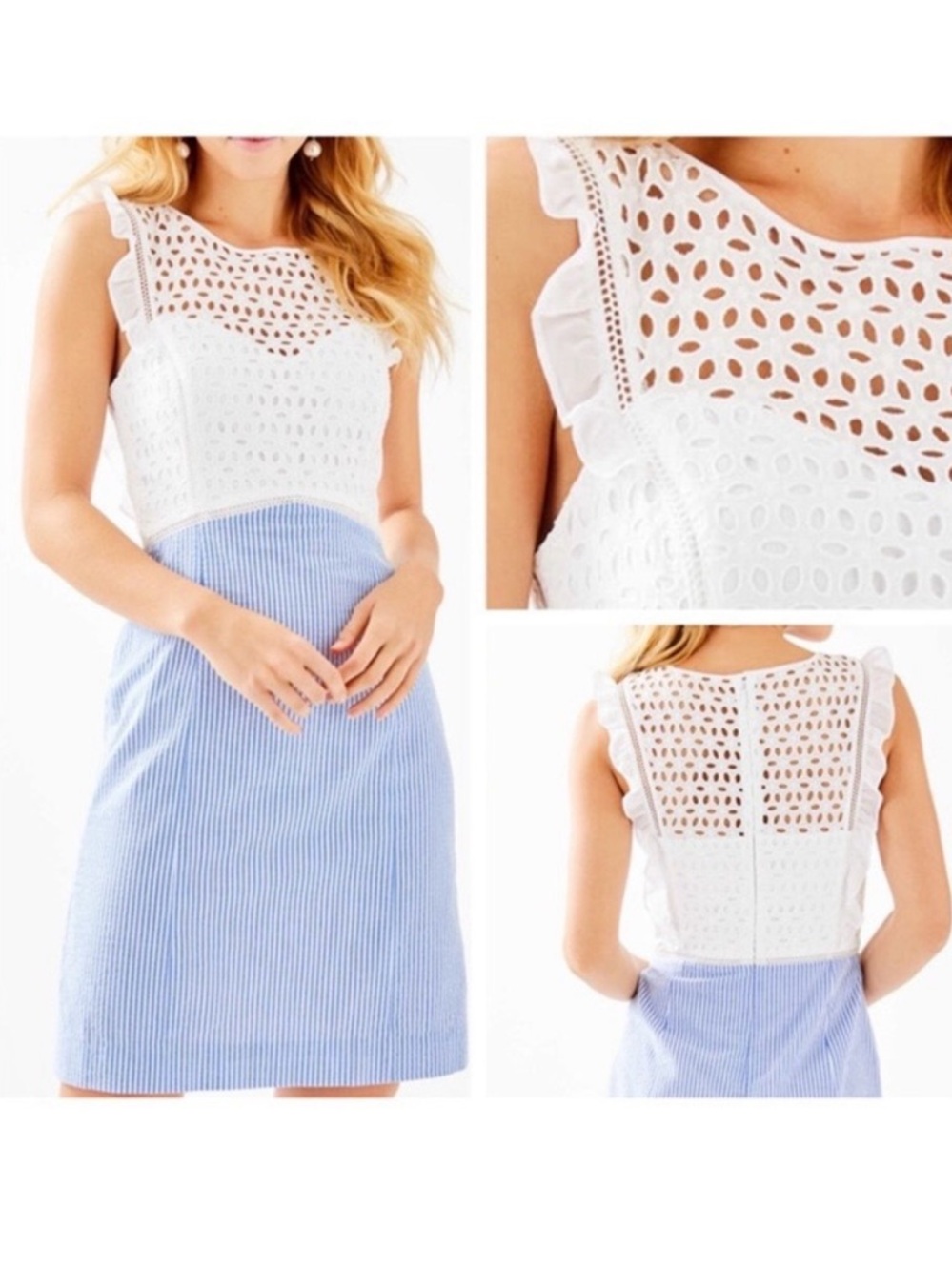 Lilly Pulitzer Maya Shift Dress Coastal Blue Seersucker